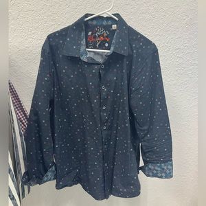 Robert Graham Patterned Button Uo Long Sleeve Shirt, size XL